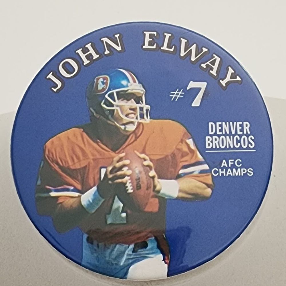 Vintage John Elway #7 Denver Broncos AFC Champs button pin‎
